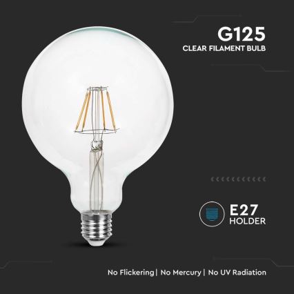 Bombilla LED FILAMENT G125 E27/6W/230V 3000K