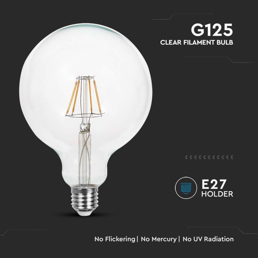 Bombilla LED FILAMENT G125 E27/6W/230V 3000K