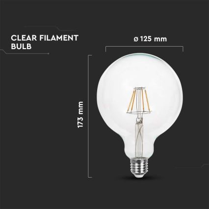 Bombilla LED FILAMENT G125 E27/6W/230V 3000K