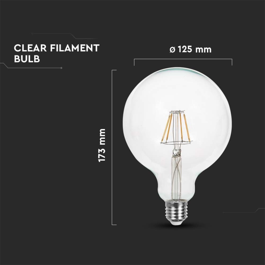 Bombilla LED FILAMENT G125 E27/6W/230V 3000K