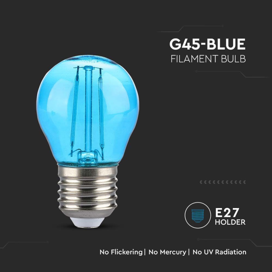 Bombilla LED FILAMENT G45 E27/2W/230V azul