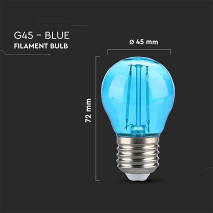 Bombilla LED FILAMENT G45 E27/2W/230V azul