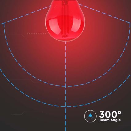 Bombilla LED FILAMENT G45 E27/2W/230V rojo