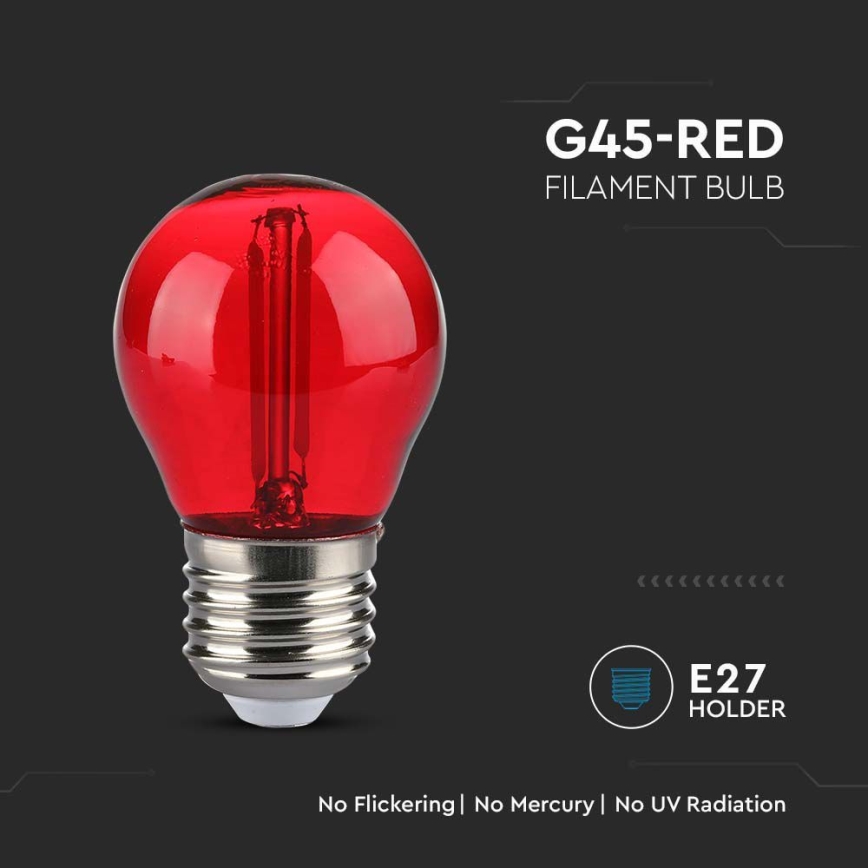 Bombilla LED FILAMENT G45 E27/2W/230V rojo