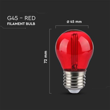 Bombilla LED FILAMENT G45 E27/2W/230V rojo