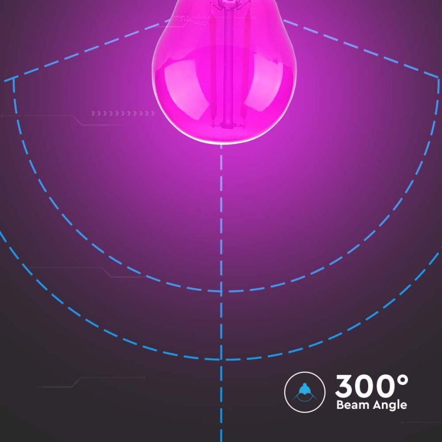 Bombilla LED FILAMENT G45 E27/2W/230V rosa