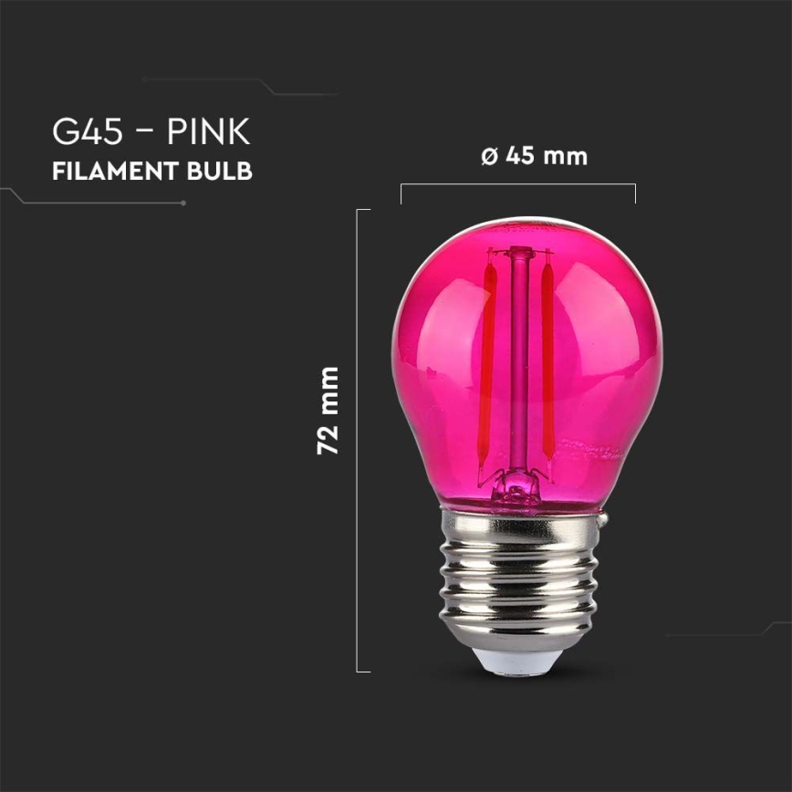 Bombilla LED FILAMENT G45 E27/2W/230V rosa