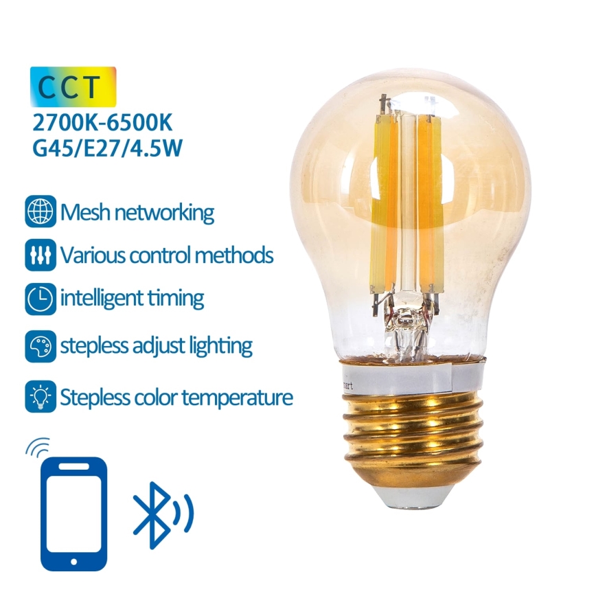 Bombilla LED regulable FILAMENT MESH Inteligente G45 E27/4,5W/230V 2700-6500K - Aigostar