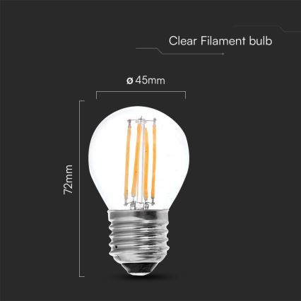 Bombilla LED FILAMENT G45 E27/6W/230V 3000K