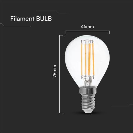 Bombilla LED FILAMENT P45 E14/6W/230V 4000K