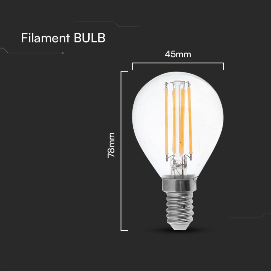 Bombilla LED FILAMENT P45 E14/6W/230V 4000K