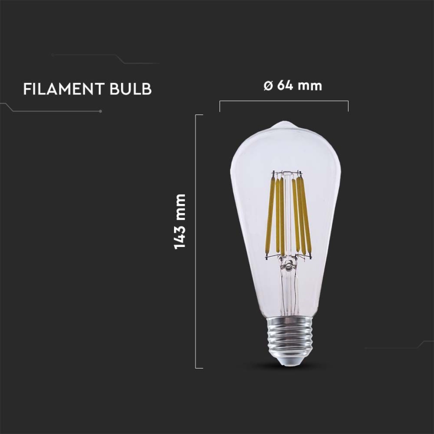 Bombilla LED FILAMENT ST64 E27/4W/230V 3000K Clase energética A