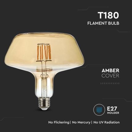 Bombilla LED FILAMENT T180 E27/8W/230V 1800K