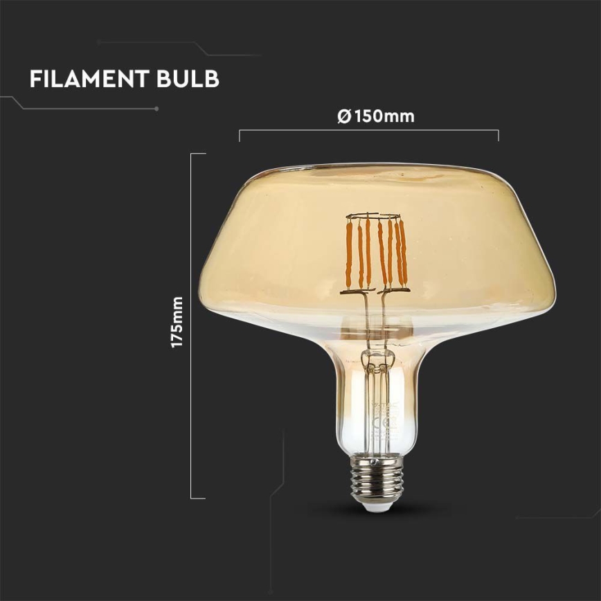 Bombilla LED FILAMENT T180 E27/8W/230V 1800K