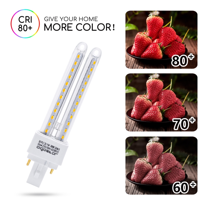 Bombilla LED G24D-3/11W/230V 3000K - Aigostar