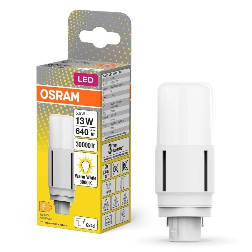Bombilla LED G24d/5,5W/230V 3000K - Osram