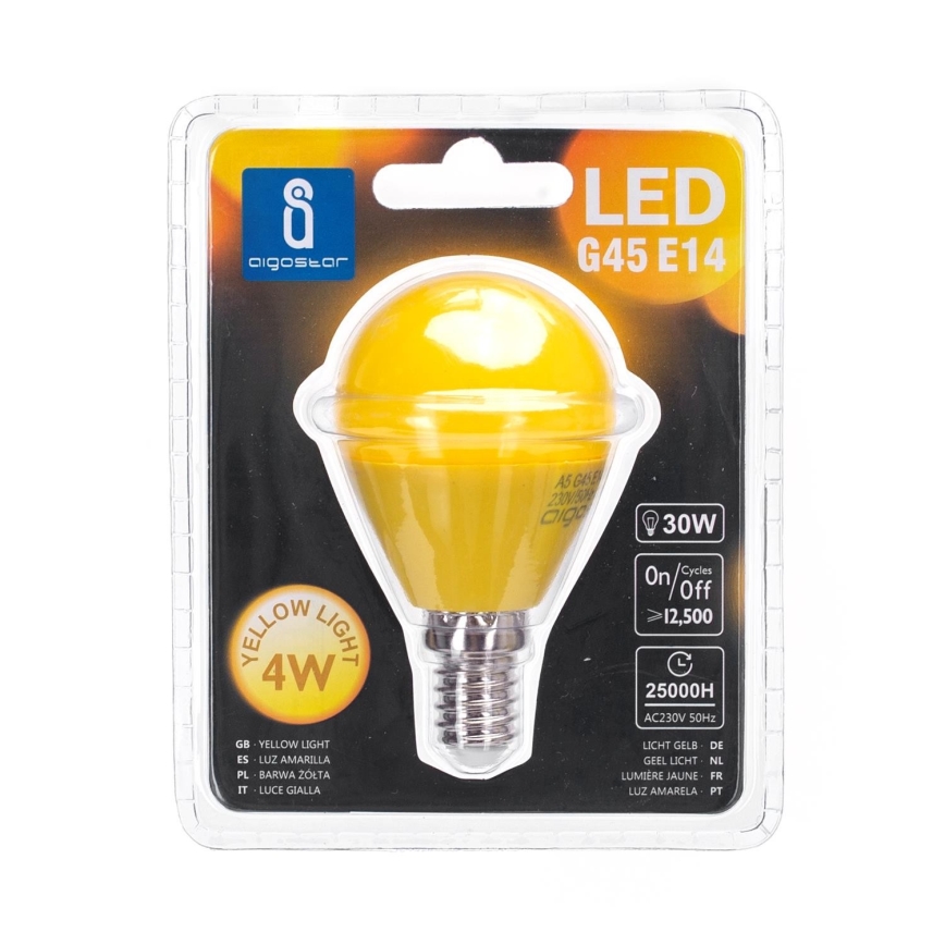 Bombilla LED G45 E14/4W/230V amarilla - Aigostar
