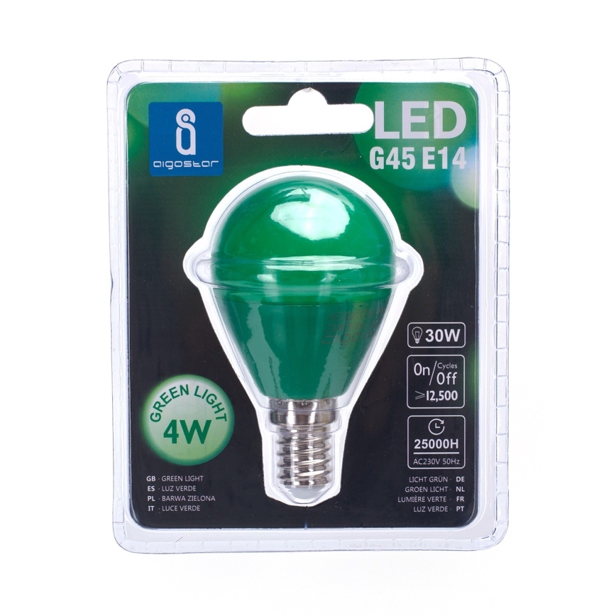 Bombilla LED G45 E14/4W/230V verde - Aigostar