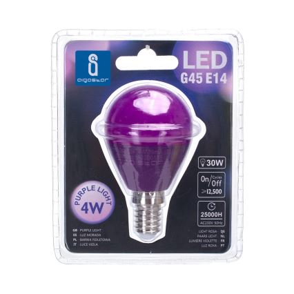 Bombilla LED G45 E14/4W/230V violeta - Aigostar
