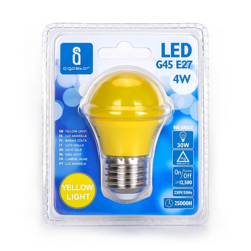 Bombilla LED G45 E27/4W/230V amarillo - Aigostar