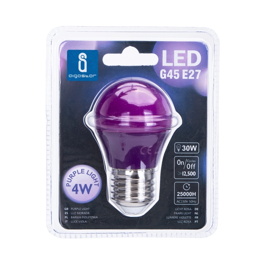 Bombilla LED G45 E27/4W/230V púrpura - Aigostar