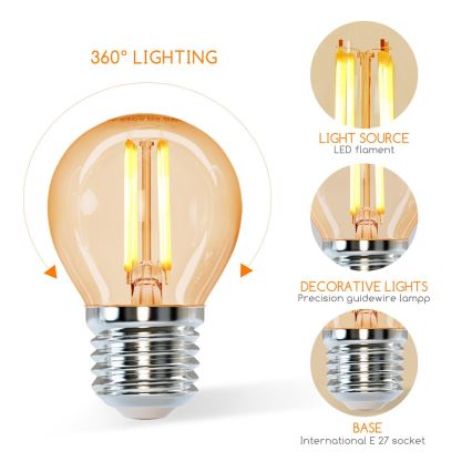 Bombilla LED G45 E27/6W/230V 2200K - Aigostar