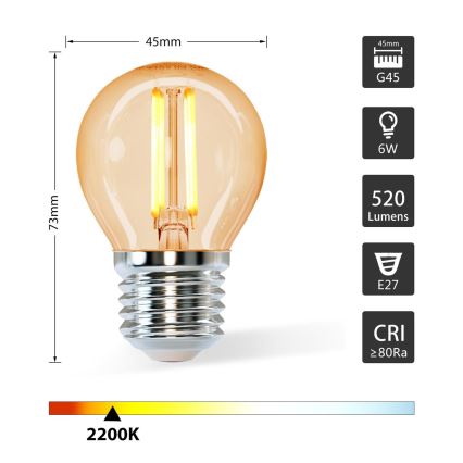 Bombilla LED G45 E27/6W/230V 2200K - Aigostar