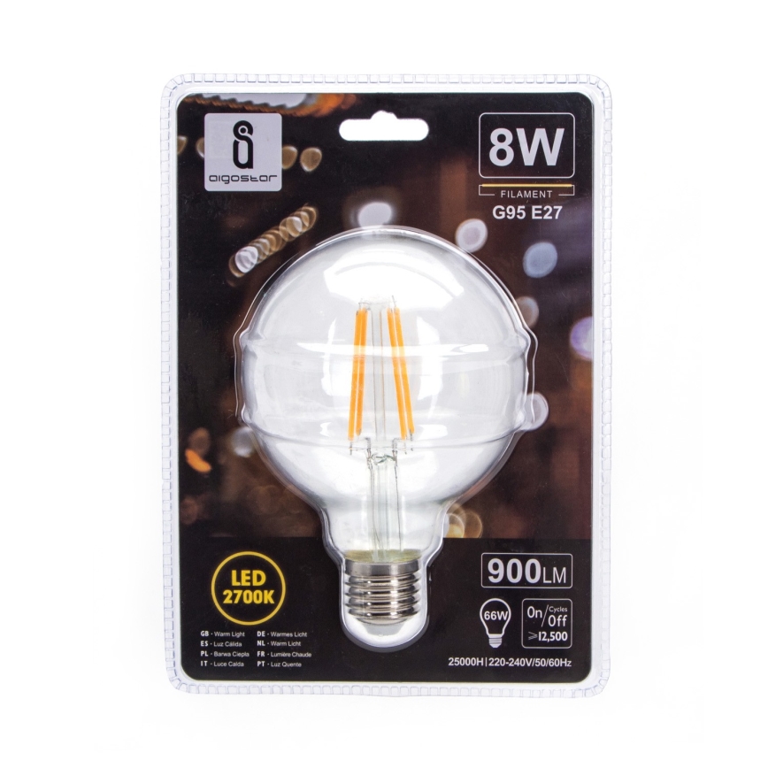 Bombilla LED G95 E27/8W/230V 2700K - Aigostar