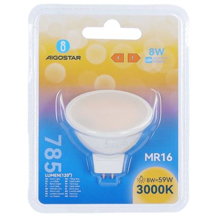 Bombilla LED MR16 GU5,3/8W/12V 3000K - Aigostar