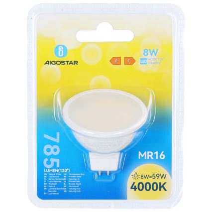Bombilla LED MR16 GU5,3/8W/12V 4000K - Aigostar
