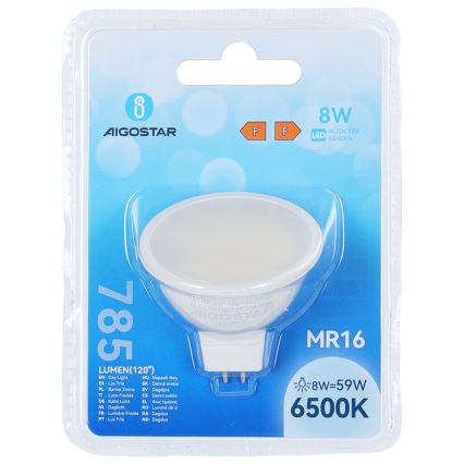 Bombilla LED MR16 GU5,3/8W/12V 6500K - Aigostar
