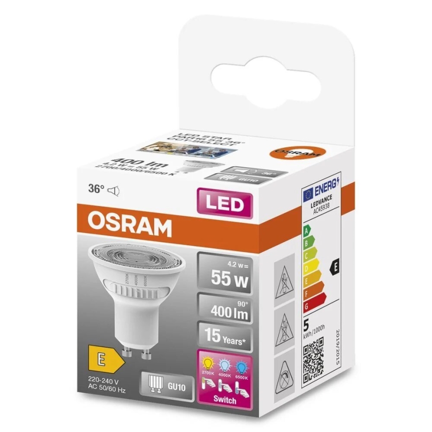 Bombilla LED PAR16 GU10/4,2W/230V 2700/4000/6500K 36° - Osram