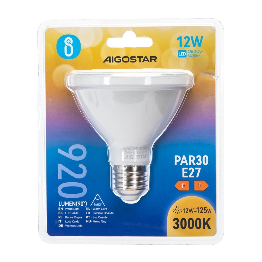 Bombilla LED PAR30 E27/12W/230V 3000K - Aigostar