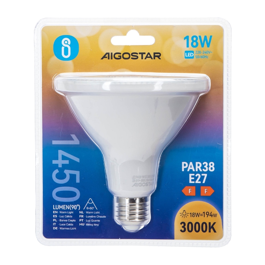 Bombilla LED PAR38 E27/18W/230V 3000K - Aigostar