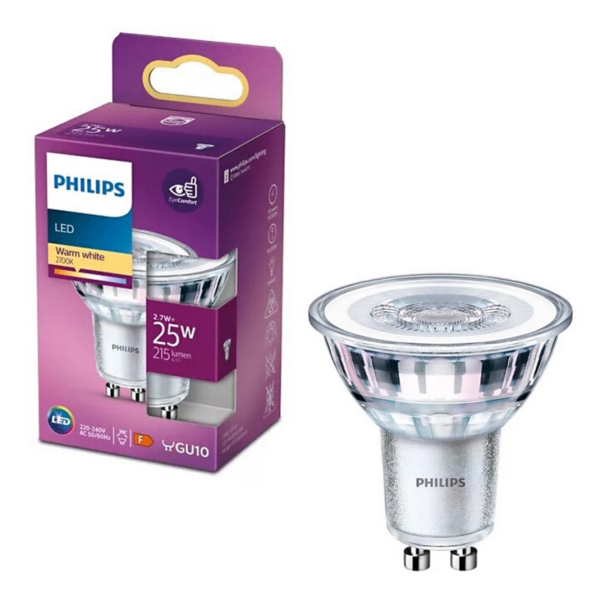 Bombilla LED Philips PAR16 GU10/2,7W/230V 2700K