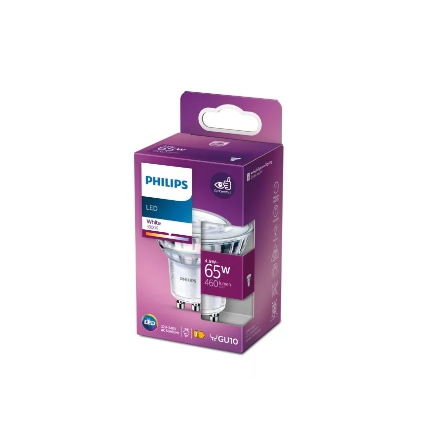 Bombilla LED Philips PAR16 GU10/4,9W/230V 3000K