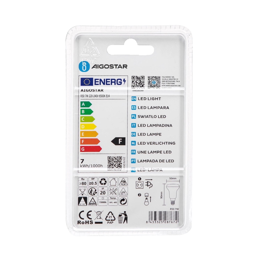Bombilla LED R50 E14/7W/230V 6500K - Aigostar