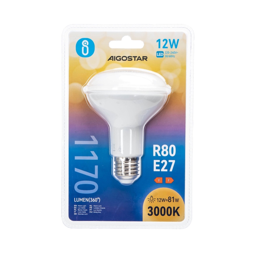 Bombilla LED R80 E27/12W/230V 3000K - Aigostar