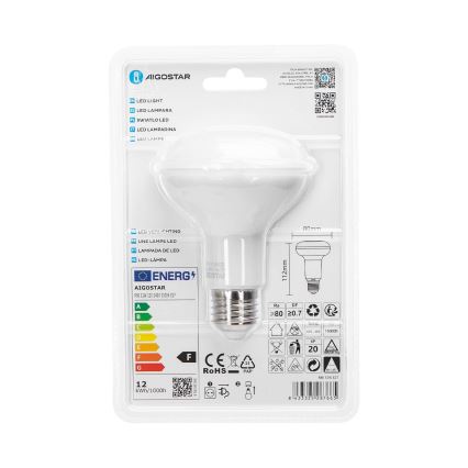 Bombilla LED R80 E27/12W/230V 3000K - Aigostar