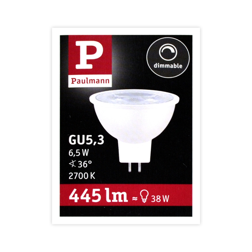 Bombilla LED reflectora regulable GU5,3/6,5W/12V 2700K - Paulmann 28758