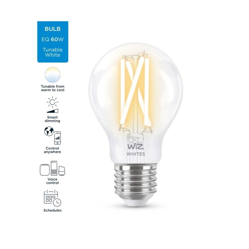 Bombilla LED regulable FILAMENT A60 E27/6,7W/230V 2700-6500K CRI 90 Wi-Fi - WiZ