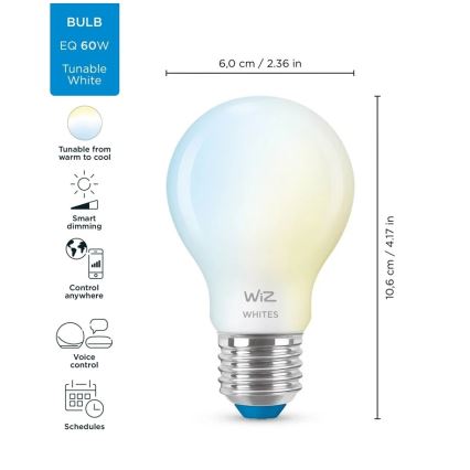 Bombilla LED regulable A60 E27/7W/230V 2700-6500K CRI 90 Wi-Fi - WiZ
