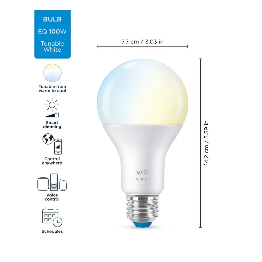 Bombilla LED regulable A67 E27/13W/230V 2700-6500K CRI 90 Wi-Fi - WiZ