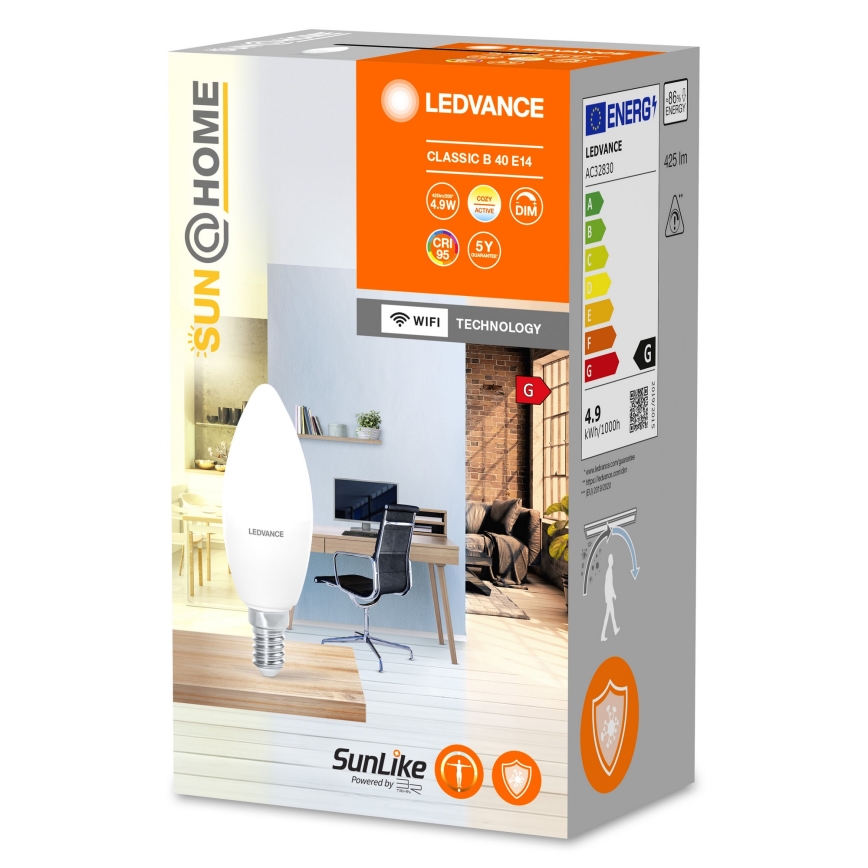 Bombilla LED regulable antibacteriana B40 E14/4,9W/230V Wi-Fi - Ledvance