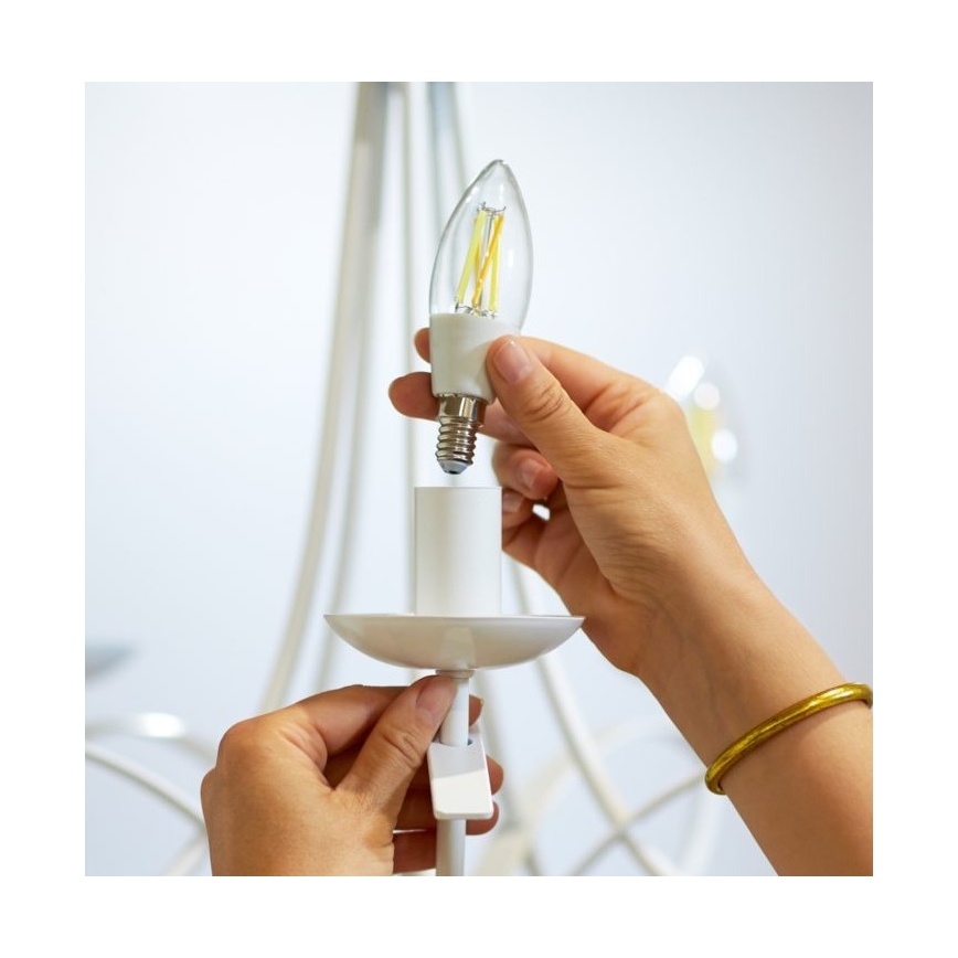 Bombilla LED regulable FILAMENT C35 E14/4,9W/230V 2700-6500K CRI 90 Wi-Fi - WiZ