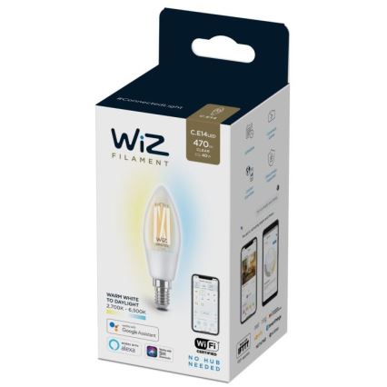 Bombilla LED regulable FILAMENT C35 E14/4,9W/230V 2700-6500K CRI 90 Wi-Fi - WiZ