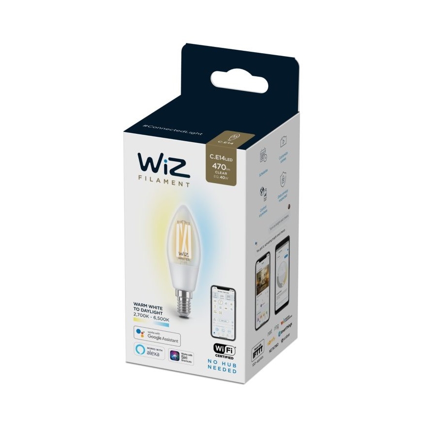 Bombilla LED regulable FILAMENT C35 E14/4,9W/230V 2700-6500K CRI 90 Wi-Fi - WiZ