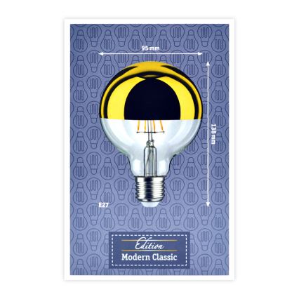 Bombilla LED regulable con casquillo esférico de espejo GLOBE G95 E27/6,5W/230V 2700K dorado - Paulmann 28675
