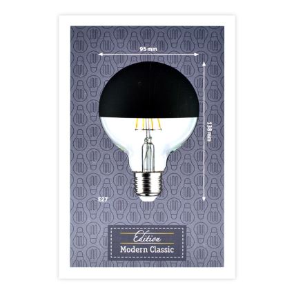 Bombilla LED regulable con casquillo esférico de espejo GLOBE G95 E27/6,5W/230V 2700K negro - Paulmann 28676