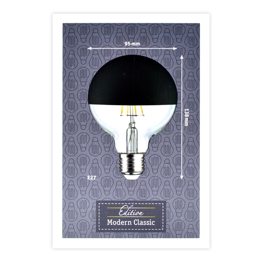 Bombilla LED regulable con casquillo esférico de espejo GLOBE G95 E27/6,5W/230V 2700K negro - Paulmann 28676